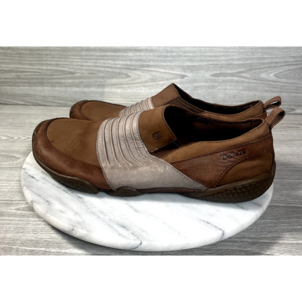 Teva Comfort Shoes Womens‎ Size 8.5 Brown Leather Slip On 6042 Outdoor Low Top - Picture 4 of 10